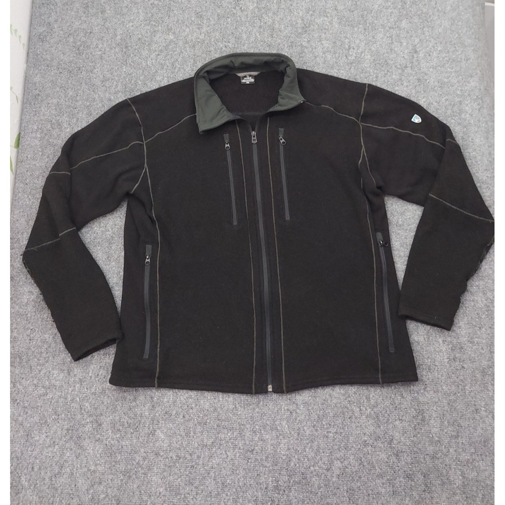 Kuhl Interceptr Fleece Jacket Men 2XL Black Full Zip Tech Pockets Outdoor Hiking